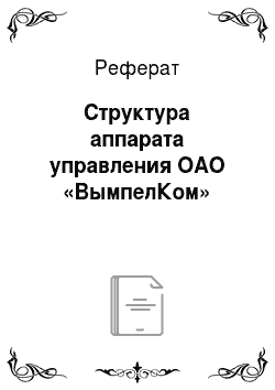 Реферат: Структура аппарата управления ОАО «ВымпелКом»