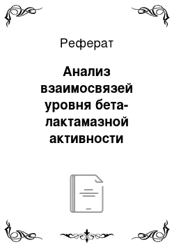 Реферат: Анализ взаимосвязей уровня бета-лактамазной активности ротовой жидкости и клинико-лабораторных показателей, характеризующих течение заболевания и эффективность этиотропной терапии