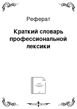 Реферат: Краткий словарь профессиональной лексики