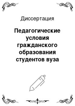 Диссертация: Педагогические условия гражданского образования студентов вуза