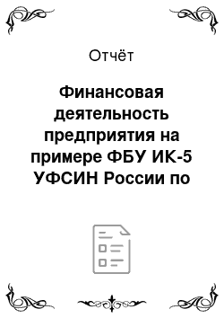 Отчёт: Финансовая деятельность предприятия на примере ФБУ ИК-5 УФСИН России по Пензенской области