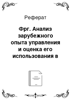 Реферат: Фрг. Анализ зарубежного опыта управления и оценка его использования в России