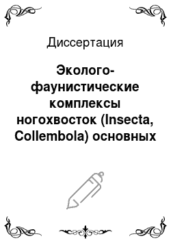Диссертация: Эколого-фаунистические комплексы ногохвосток (Insecta, Collembola) основных типов катен центра Русской равнины