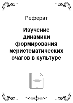 Реферат: Изучение динамики формирования меристематических очагов в культуре растительной ткани методом ямр-спектроскопии