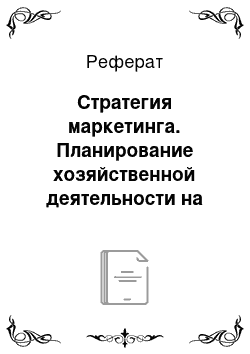 Реферат: Стратегия маркетинга. Планирование хозяйственной деятельности на примере ЗАО "Мелленниум Тревел"