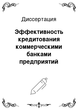 Диссертация: Эффективность кредитования коммерческими банками предприятий малого бизнеса