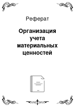 Реферат: Организация учета материальных ценностей