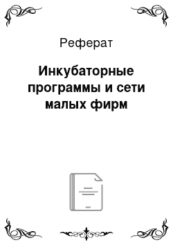 Реферат: Инкубаторные программы и сети малых фирм