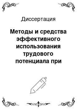 Диссертация: Методы и средства эффективного использования трудового потенциала при организации производственных процессов