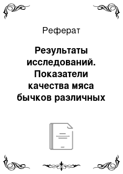 Реферат: Результаты исследований. Показатели качества мяса бычков различных генотипов