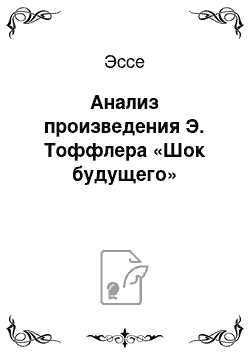 Эссе: Анализ произведения Э. Тоффлера «Шок будущего»