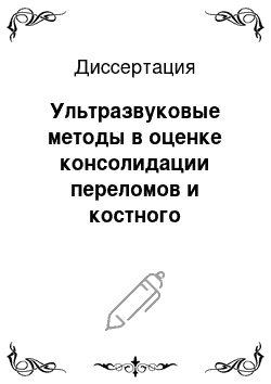 Диссертация: Ультразвуковые методы в оценке консолидации переломов и костного метаболизма у больных, леченных накостным металлоостеосинтезом