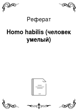Реферат: Homo habilis (человек умелый)