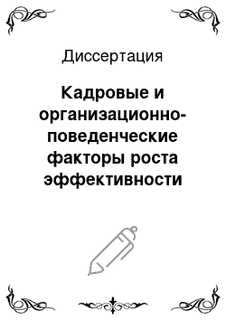 Диссертация: Кадровые и организационно-поведенческие факторы роста эффективности управления на промышленных предприятиях