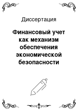 Диссертация: Финансовый учет как механизм обеспечения экономической безопасности промышленного предприятия