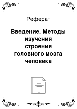 Реферат: Введение. Методы изучения строения головного мозга человека