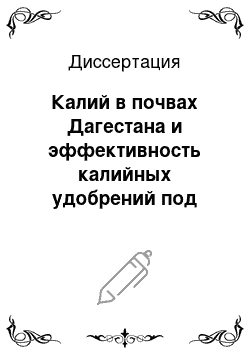 Диссертация: Калий в почвах Дагестана и эффективность калийных удобрений под зерновые культуры в Прикаспийской низменности