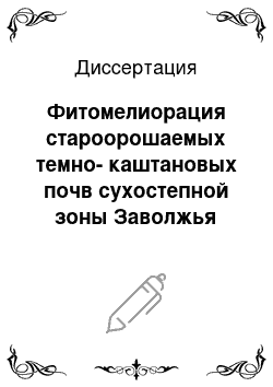 Диссертация: Фитомелиорация староорошаемых темно-каштановых почв сухостепной зоны Заволжья