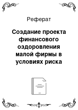 Реферат: Создание проекта финансового оздоровления малой фирмы в условиях риска