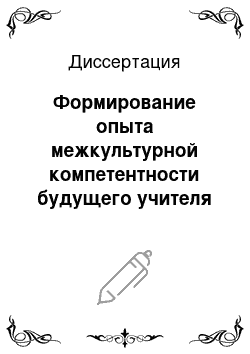 Диссертация: Формирование опыта межкультурной компетентности будущего учителя в педагогическом взаимодействии