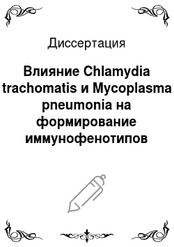 Диссертация: Влияние Chlamydia trachomatis и Mycoplasma pneumonia на формирование иммунофенотипов клеток малых слюнных желез при болезни Шегрена