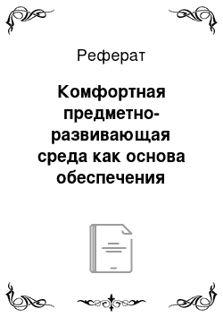 Реферат: Комфортная предметно-развивающая среда как основа обеспечения комфортных условий воспитания детей в дошкольной образовательной организации