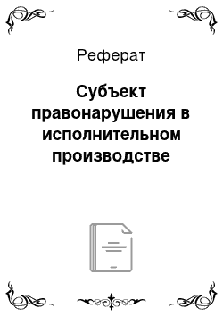 Реферат: Субъект правонарушения в исполнительном производстве