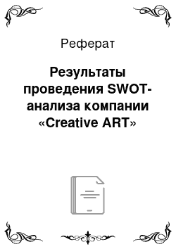 Реферат: Результаты проведения SWOT-анализа компании «Creative ART»