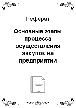 Реферат: Основные этапы процесса осуществления закупок на предприятии