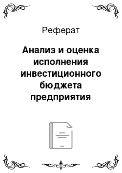 Реферат: Анализ и оценка исполнения инвестиционного бюджета предприятия