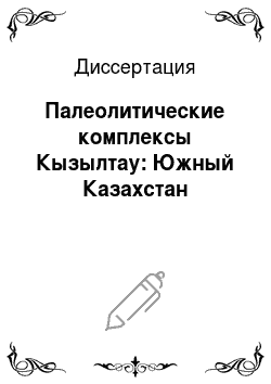 Диссертация: Палеолитические комплексы Кызылтау: Южный Казахстан