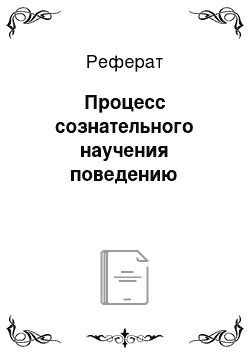 Реферат: Процесс сознательного научения поведению