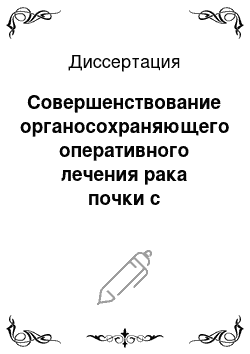 Диссертация: Совершенствование органосохраняющего оперативного лечения рака почки с применением перфторана в целях противоишемической защиты