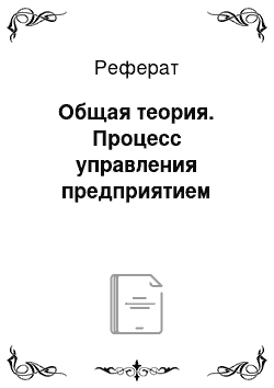 Реферат: Общая теория. Процесс управления предприятием