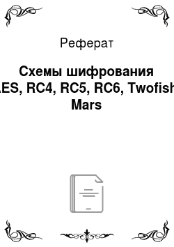 Реферат: Схемы шифрования AES, RC4, RC5, RC6, Twofish, Mars