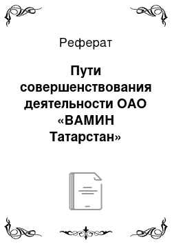 Реферат: Пути совершенствования деятельности ОАО «ВАМИН Татарстан»