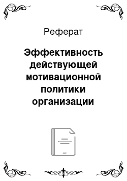 Реферат: Эффективность действующей мотивационной политики организации