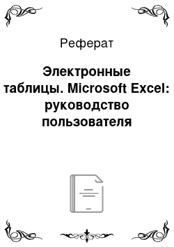 Реферат: Электронные таблицы. Microsoft Excel: руководство пользователя