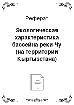 Реферат: Экологическая характеристика бассейна реки Чу (на территории Кыргызстана)