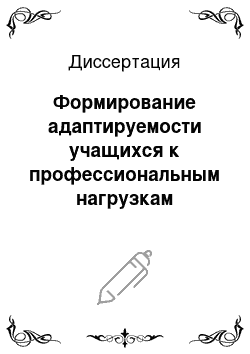 Диссертация: Формирование адаптируемости учащихся к профессиональным нагрузкам средствами физической культуры