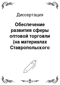 Диссертация: Обеспечение развития сферы оптовой торговли (на материалах Ставропольского края)