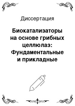 Диссертация: Биокатализаторы на основе грибных целлюлаз: Фундаментальные и прикладные аспекты