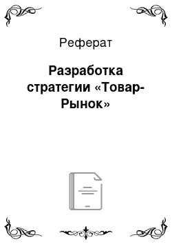 Реферат: Разработка стратегии «Товар-Рынок»