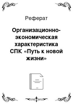 Реферат: Организационно-экономическая характеристика СПК «Путь к новой жизни»