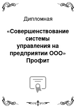 Дипломная: «Совершенствование системы управления на предприятии ООО» Профит