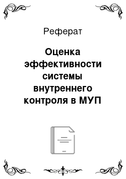 Реферат: Оценка эффективности системы внутреннего контроля в МУП «Водоканал»