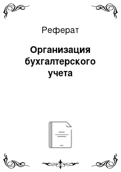 Реферат: Организация бухгалтерского учета