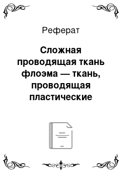 Реферат: Сложная проводящая ткань флоэма — ткань, проводящая пластические вещества. Строение и функции