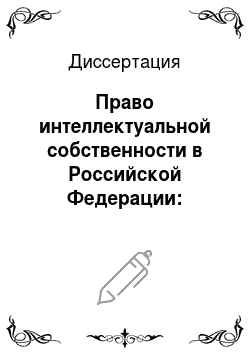 Диссертация: Право интеллектуальной собственности в Российской Федерации: Теоретико-правовое исследование