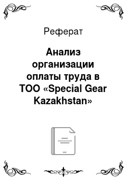 Реферат: Анализ организации оплаты труда в ТОО «Special Gear Kazakhstan»